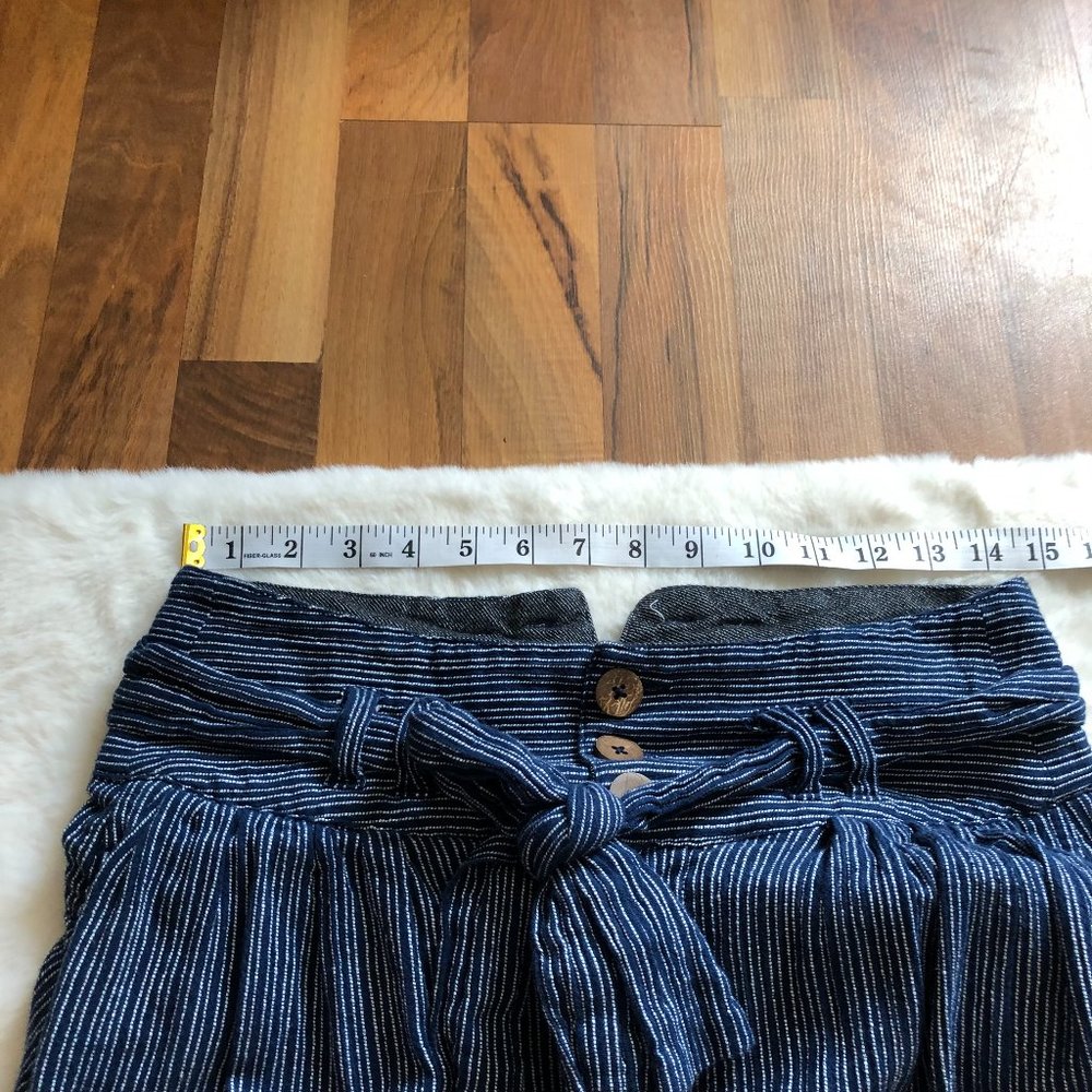 Free People Stripe High Waist Paper Bag belted Pants Size 4 - Picture 9 of 11